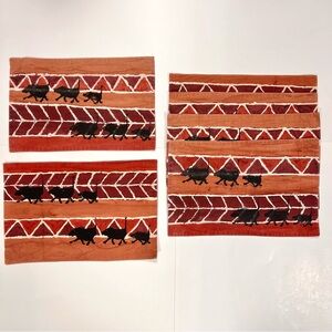 South African Warthog Boar Batik Geometric Tribal Placemats Set of 6